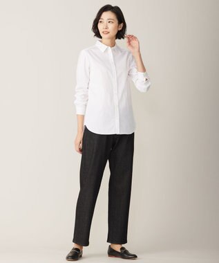 J.PRESS LADIES S 【洗える】BASIC STRETCH DENIM ボーイフィット パンツ ブラック系