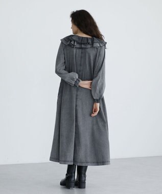 Green Parks ■ESCAR デニムラッフルカラーワンピース Gray