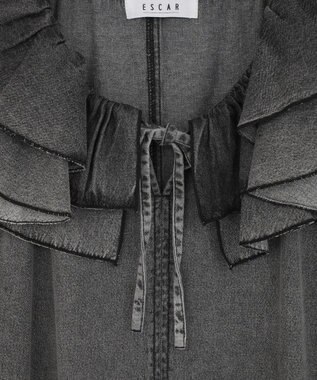 Green Parks ■ESCAR デニムラッフルカラーワンピース Gray