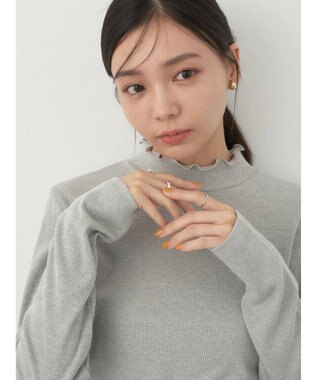 earth music&ecology ラメテレコハイネックプルオーバー Gray