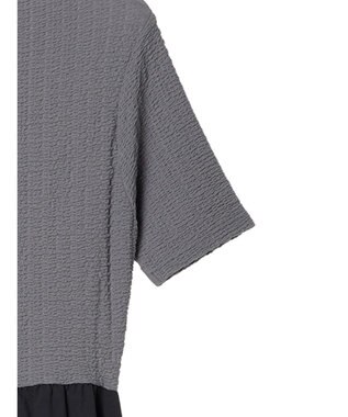 Green Parks しぼドッキングワンピース Charcoal Gray