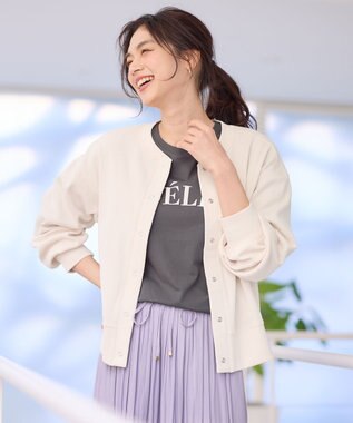 ANY リングドットボタンカーディガン ベージュ