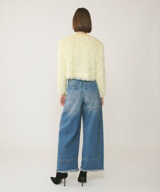 GRACE CONTINENTAL フリンジニットカーディガン イエロー