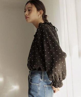 組曲 【Flower Collection】フラワードット ブラウス ブラック系