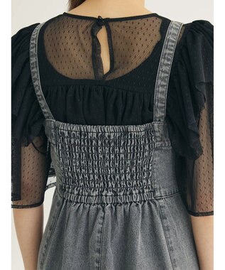 Green Parks ■ＥＳＣＡＲ　ドットチュールフレアヨークプルオーバー Black