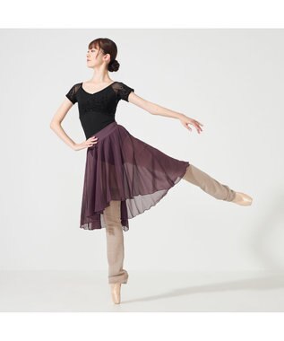 Chacott ◎【Nela ライン】ハーフスリーブレオタード ブラック