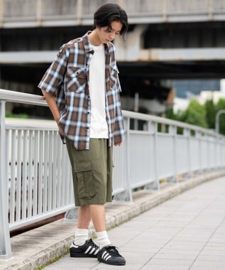 WEGO 【撥水/速乾/ウエストゴム/ユニセックス着用ITEM/MLサイズ展開】ナイロンイージーバギーカーゴショーツ オリーブ