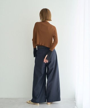 YECCA VECCA ベルト付き2wayタックワイドパンツ Navy