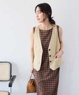 CRAFT STANDARD BOUTIQUE バックスリットショートベスト Beige