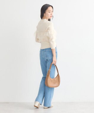 earth music&ecology 胸元チュールドッキングニットプルオーバー Ivory