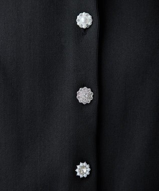 Tiaclasse L 【洗える】中空糸ビジューボタンカーディガン ブラック