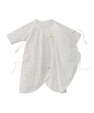 MIKI HOUSE HOT BISCUITS 【50-60cm】 フライス コンビ肌着 プリント柄 ピンク