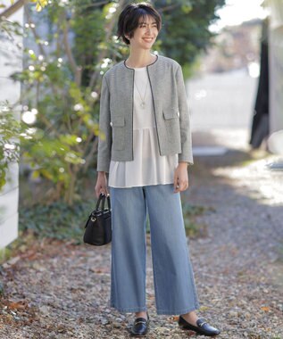 J.PRESS LADIES 【洗える】Calameraリングメッシュ ジャケット モノトーン系