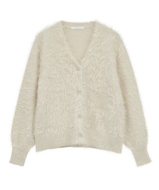 Green Parks シャギーＶネックカーディガン Ecru