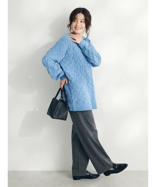 CRAFT STANDARD BOUTIQUE 洗えるモールケーブルニットチュニック Sax