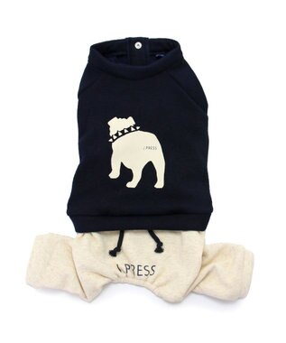 PET PARADISE J.PRESS パンツつなぎ バックブルドッグ 小型犬 紺（ネイビー・インディゴ）