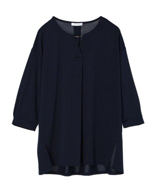 Green Parks バー付き７分袖ブラウソー Navy