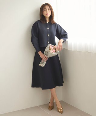 Feroux 【セットアイテム】パフスリーブニット セットアップ ネイビー系