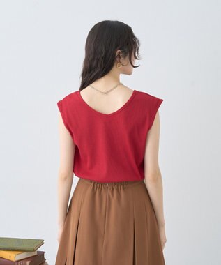 earth music&ecology 前後２ｗａｙステッチリブタンクトップ Red