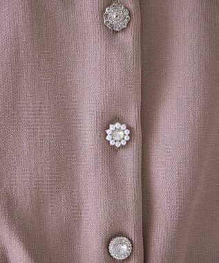 Tiaclasse L 【洗える】中空糸ビジューボタンカーディガン ピンク