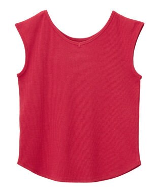 earth music&ecology 前後２ｗａｙステッチリブタンクトップ Red