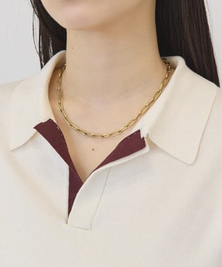 AMERICAN HOLIC 襟付き配色ニット Ivory