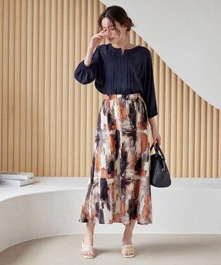 Tiaclasse L 【洗える】ラグランタックブラウス ネイビー