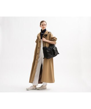 genten ゴートシュリンク かぶせ付ショルダーバッグ クロ