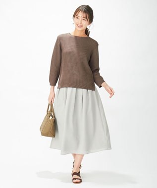 J.PRESS LADIES L 【洗える】コットン地柄 ニット モカ