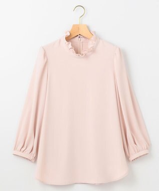 組曲 【KUMIKYOKU NAVY】ジョーゼットシフォン スタンドフリルブラウス ピンクベージュ系