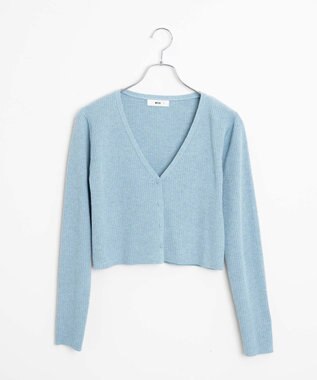 WEGO カラーリブショートカーデ ブルー