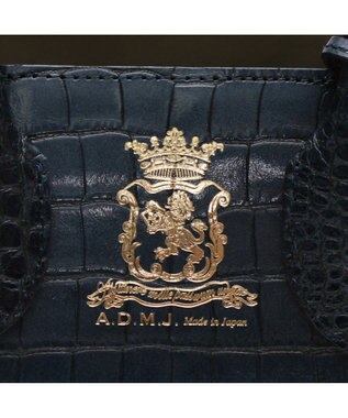 A.D.M.J. 【牛革】クロコ型押しサイドバックルトート25cm(ショルダーストラップ付) MRN