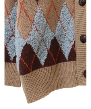 earth music&ecology ループ編みアーガイルカーディガン Beige