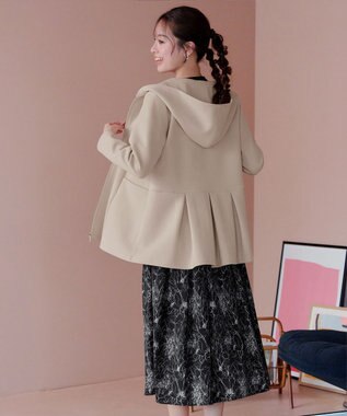 Tiaclasse L 【洗える】ソフトダンボールバックフレアフーディー ライトベージュ