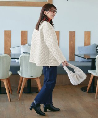 Tiaclasse 【リバーシブル】表裏2WAYベロアキルティングブルゾン オフホワイト