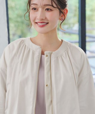 Tiaclasse 【リバーシブル】表裏2WAYベロアキルティングブルゾン オフホワイト