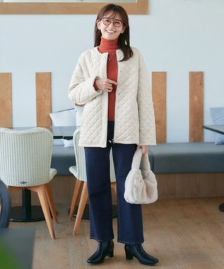 Tiaclasse 【リバーシブル】表裏2WAYベロアキルティングブルゾン オフホワイト