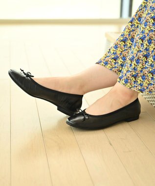 nouvelleRobe Oū 【本革・高反発】Square スクエアトゥ 型押しバレエシューズ ブラッククロコダイル