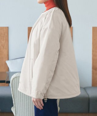 Tiaclasse 【リバーシブル】表裏2WAYベロアキルティングブルゾン オフホワイト