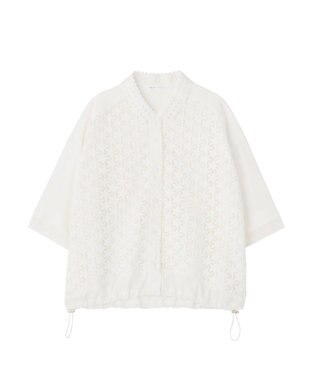 YECCA VECCA レースMIXレイヤードハーフスリーブシャツ White