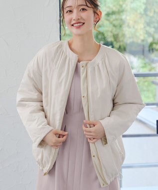 Tiaclasse 【リバーシブル】表裏2WAYベロアキルティングブルゾン オフホワイト