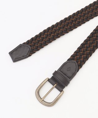 JOSEPH ABBOUD 【イタリア素材・ストレッチ・日本製】メランジグリッドストレッチ ベルト ダークブラウン系