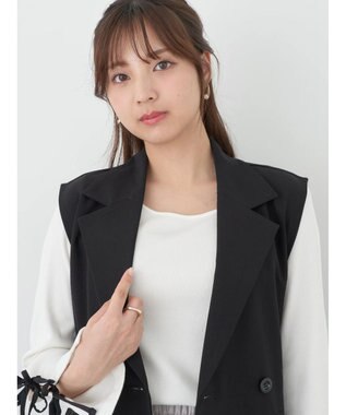 earth music&ecology サイドプリーツジレンチ Black