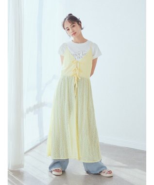earth music&ecology フラワーレースキャミワンピース Yellow