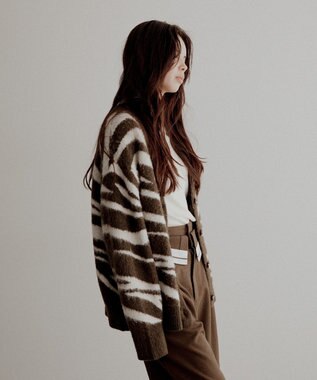 CRAFT STANDARD BOUTIQUE アニマルジャカードニットカーディガン Khaki