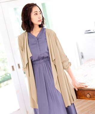 Tiaclasse L 【洗える】軽さが魅力のドレープコート ベージュ