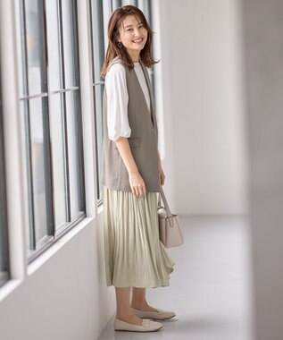 ANY 【ウエストゴム】シャイニーギャザースカート シャンパンゴールド