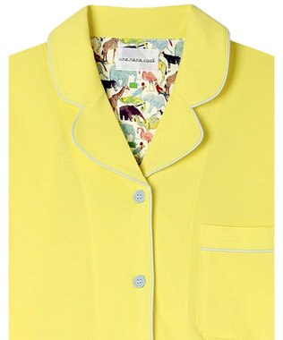 une nana cool 【綿100%】70/2 天竺 半袖開襟パジャマ MADE WITH LIBERTY FABRIC イエロー