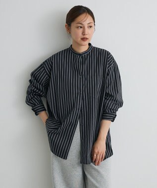 CRAFT STANDARD BOUTIQUE バンドカラーシャツ Stripe Navy