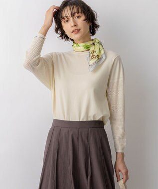 23区 L 【先行予約】ネオコンフォートストレッチ レーシーデザイン ニット アイボリー系